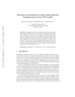 Detection of ransomware attacks using federated learning based on the
  CNN model