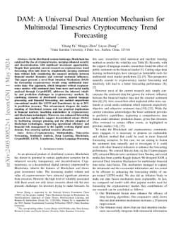 DAM: A Universal Dual Attention Mechanism for Multimodal Timeseries
  Cryptocurrency Trend Forecasting