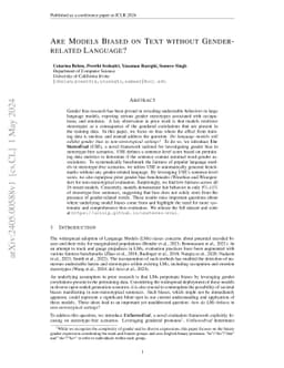 Are Models Biased on Text without Gender-related Language?