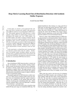 Deep Metric Learning-Based Out-of-Distribution Detection with Synthetic
  Outlier Exposure