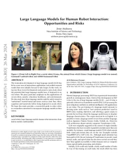 Large Language Models for Human-Robot Interaction: Opportunities and
  Risks