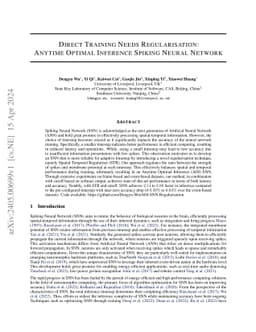 Direct Training Needs Regularisation: Anytime Optimal Inference Spiking
  Neural Network