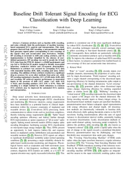 Baseline Drift Tolerant Signal Encoding for ECG Classification with Deep
  Learning