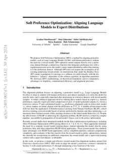Soft Preference Optimization: Aligning Language Models to Expert
  Distributions