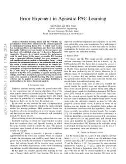 Error Exponent in Agnostic PAC Learning