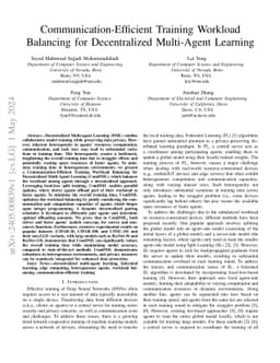 Communication-Efficient Training Workload Balancing for Decentralized
  Multi-Agent Learning