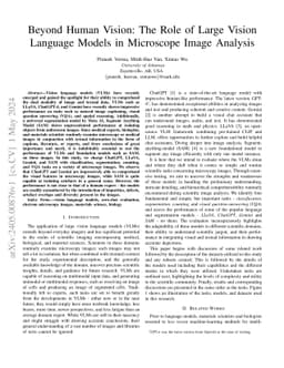 Beyond Human Vision: The Role of Large Vision Language Models in
  Microscope Image Analysis
