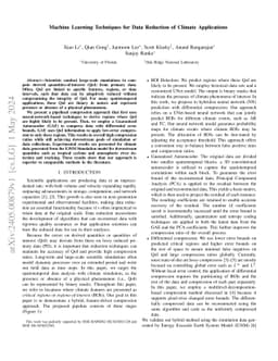 Machine Learning Techniques for Data Reduction of Climate Applications