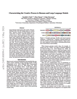 Characterising the Creative Process in Humans and Large Language Models