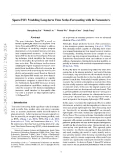 SparseTSF: Modeling Long-term Time Series Forecasting with 1k Parameters