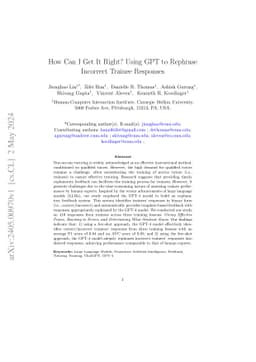 How Can I Get It Right? Using GPT to Rephrase Incorrect Trainee
  Responses