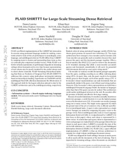 PLAID SHIRTTT for Large-Scale Streaming Dense Retrieval