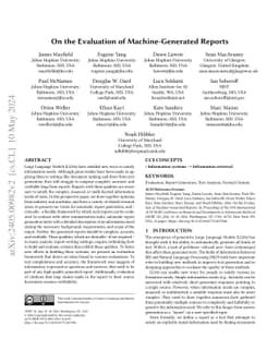 On the Evaluation of Machine-Generated Reports