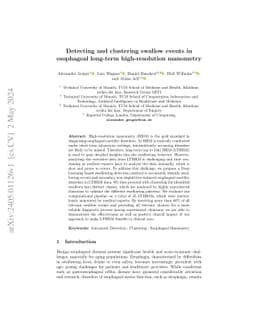 Detecting and clustering swallow events in esophageal long-term
  high-resolution manometry