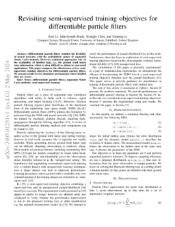 Revisiting semi-supervised training objectives for differentiable
  particle filters