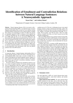 Identification of Entailment and Contradiction Relations between Natural
  Language Sentences: A Neurosymbolic Approach
