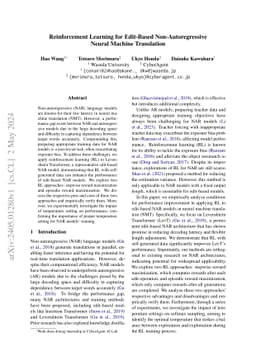 Reinforcement Learning for Edit-Based Non-Autoregressive Neural Machine
  Translation