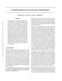 Constrained Reinforcement Learning Under Model Mismatch