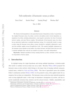 Sub-uniformity of harmonic mean p-values