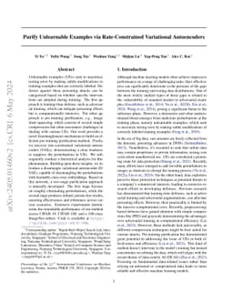 Purify Unlearnable Examples via Rate-Constrained Variational
  Autoencoders