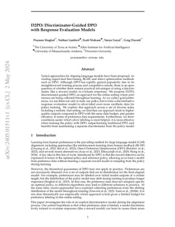 D2PO: Discriminator-Guided DPO with Response Evaluation Models