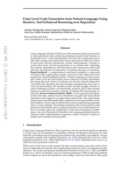 Class-Level Code Generation from Natural Language Using Iterative,
  Tool-Enhanced Reasoning over Repository