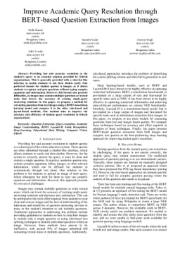 Improve Academic Query Resolution through BERT-based Question Extraction
  from Images