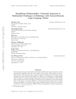Simplifying Multimodality: Unimodal Approach to Multimodal Challenges in
  Radiology with General-Domain Large Language Model