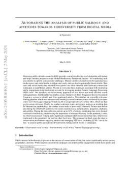 Automating the Analysis of Public Saliency and Attitudes towards
  Biodiversity from Digital Media