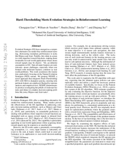 Hard-Thresholding Meets Evolution Strategies in Reinforcement Learning