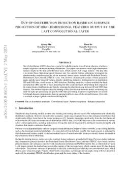 Out-of-distribution detection based on subspace projection of
  high-dimensional features output by the last convolutional layer