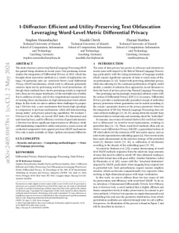 1-Diffractor: Efficient and Utility-Preserving Text Obfuscation
  Leveraging Word-Level Metric Differential Privacy
