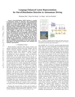 Language-Enhanced Latent Representations for Out-of-Distribution
  Detection in Autonomous Driving