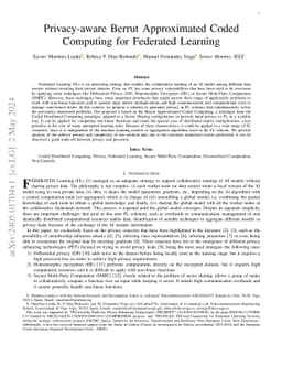 Privacy-aware Berrut Approximated Coded Computing for Federated Learning