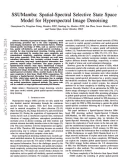 SSUMamba: Spatial-Spectral Selective State Space Model for Hyperspectral
  Image Denoising