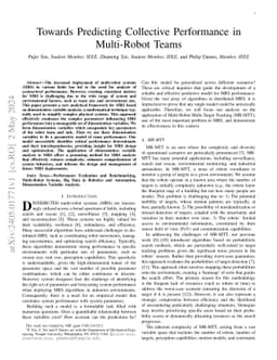 Towards Predicting Collective Performance in Multi-Robot Teams