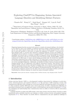 Exploiting ChatGPT for Diagnosing Autism-Associated Language Disorders
  and Identifying Distinct Features