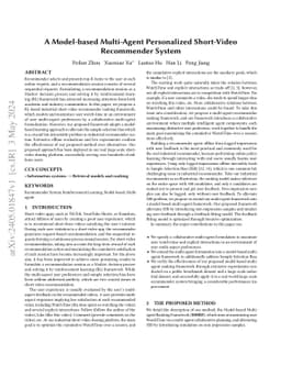 A Model-based Multi-Agent Personalized Short-Video Recommender System