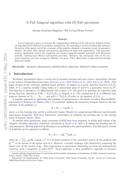 A Full Adagrad algorithm with O(Nd) operations