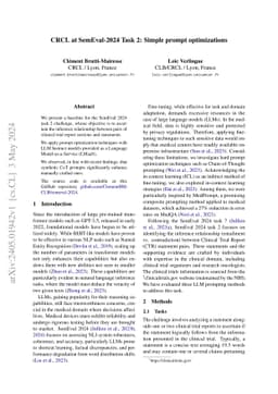 CRCL at SemEval-2024 Task 2: Simple prompt optimizations