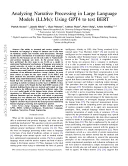 Analyzing Narrative Processing in Large Language Models (LLMs): Using
  GPT4 to test BERT