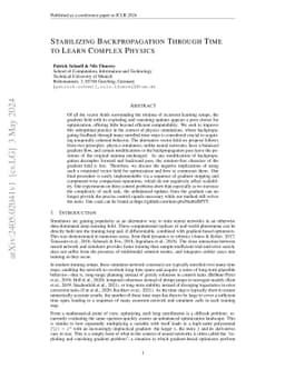 Stabilizing Backpropagation Through Time to Learn Complex Physics
