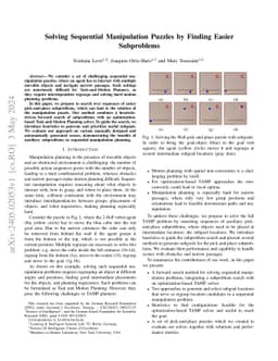 Solving Sequential Manipulation Puzzles by Finding Easier Subproblems