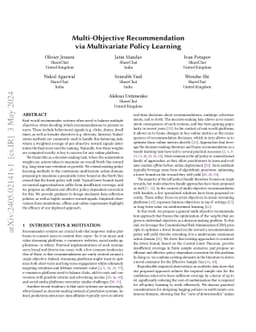 Multi-Objective Recommendation via Multivariate Policy Learning