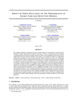 Impact of emoji exclusion on the performance of Arabic sarcasm detection
  models