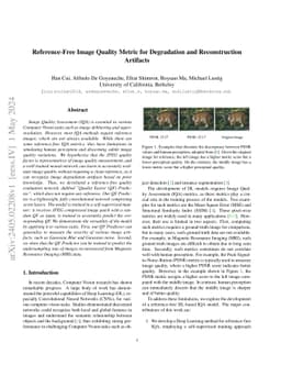 Reference-Free Image Quality Metric for Degradation and Reconstruction
  Artifacts