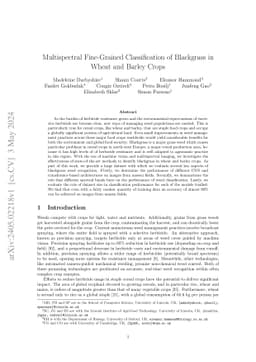 Multispectral Fine-Grained Classification of Blackgrass in Wheat and
  Barley Crops