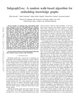Subgraph2vec: A random walk-based algorithm for embedding knowledge
  graphs