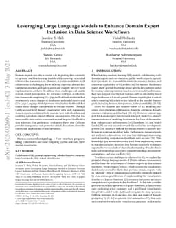Leveraging Large Language Models to Enhance Domain Expert Inclusion in
  Data Science Workflows