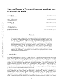 Structural Pruning of Pre-trained Language Models via Neural
  Architecture Search